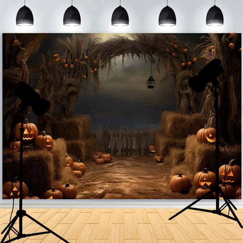 Halloween Day Shadows Photography Background Jack-o-lanterns Ghosts Wander And Spooky Tales Awaken Studio Backdrops BH-26