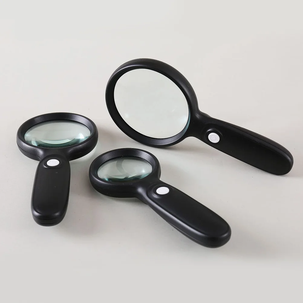 

Handheld 3X 90Mm LED Magnifier with Bright Light for Reading Newspapers Jewelry Repair Models Electronics Black