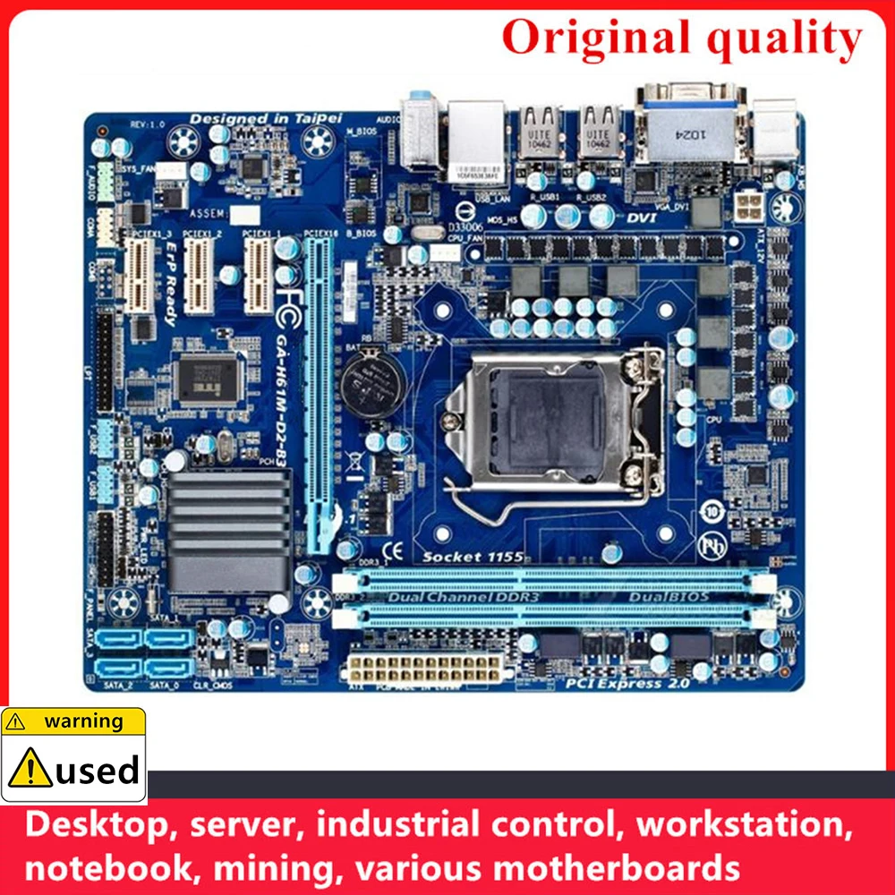 

For GA-H61M-D2-B3 H61M-D2-B3 Motherboards LGA 1155 DDR3 16GB M-ATX For Intel H61 Desktop Mainboard PCI-E2.0 SATA II USB2.0