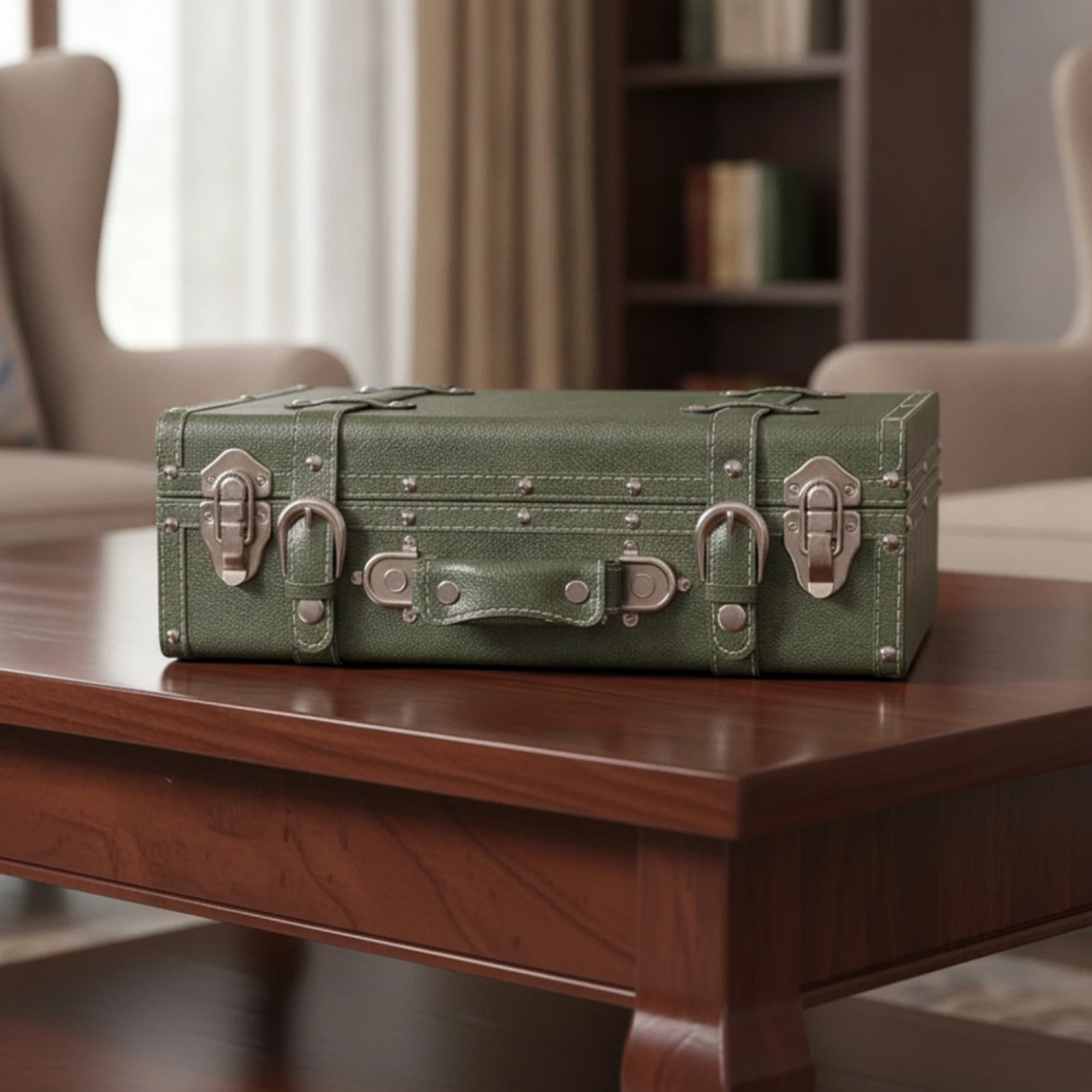 Carry Suitcase Box Retro Vintage Suitcase Decorative Trunk Hard-Sided Leather for Decorators, Home Decor, Photo Shoots