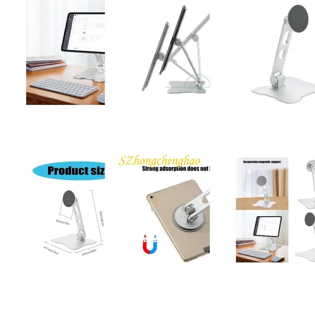 

Secure Grip Tablet Holder, 360 Degree Rotatable, Aluminum Alloy Tablet Stand for Tablets Phones 601D