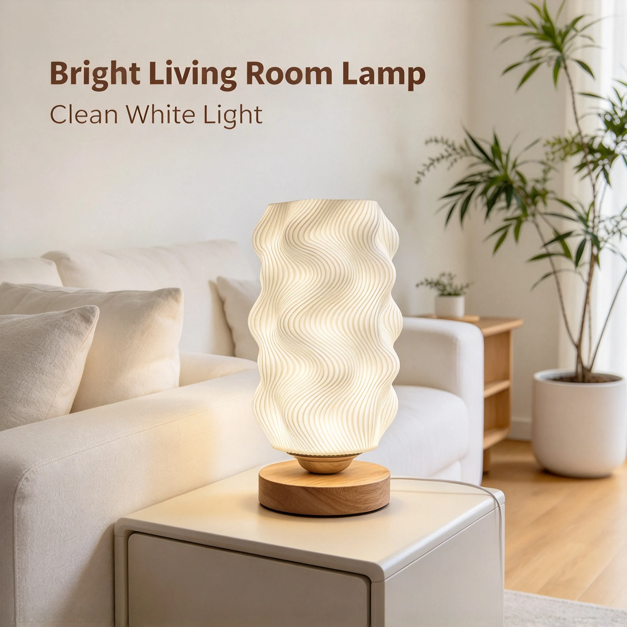 3D Wave Ruffle Texture LED Table Lamp 3-Color Ambient Night Light Stylish Home Decor for Living Room