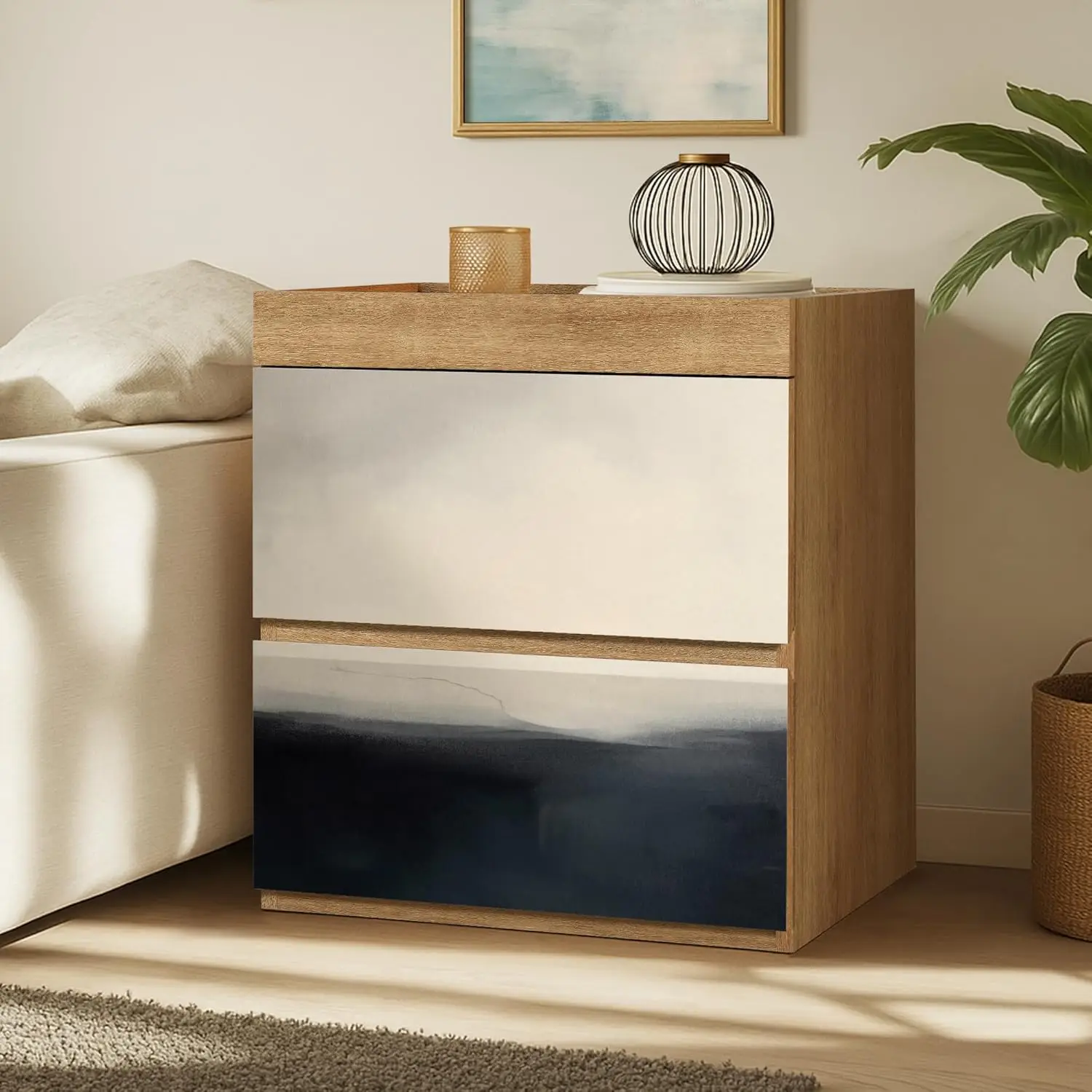Minimalist Black White Nightstand 3