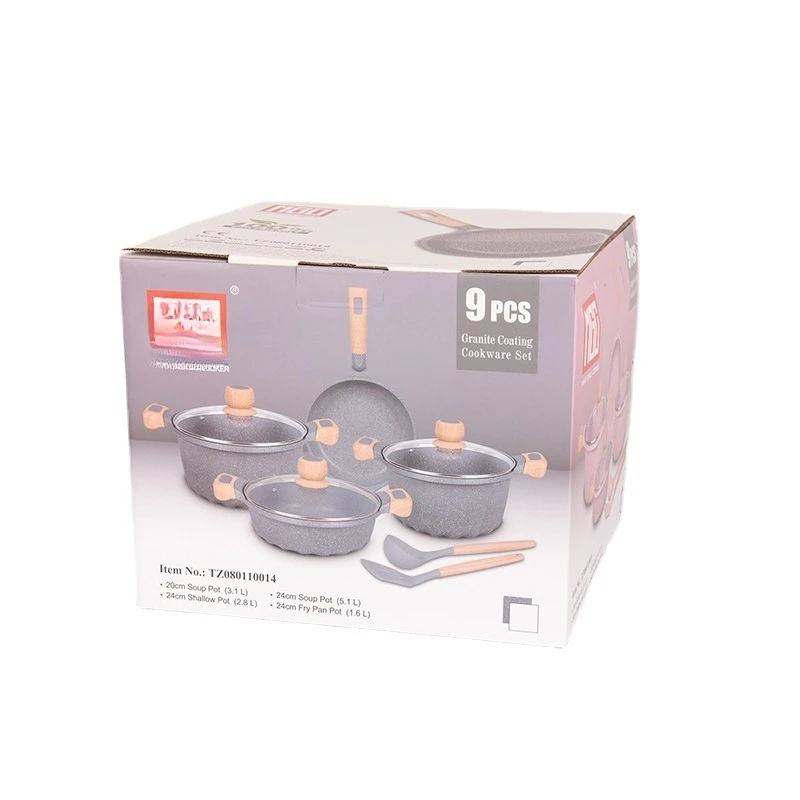 

French 9-piece pot set, household non-stick flat-bottom steamer mandarin duck pot soup induction cooker open flame unive