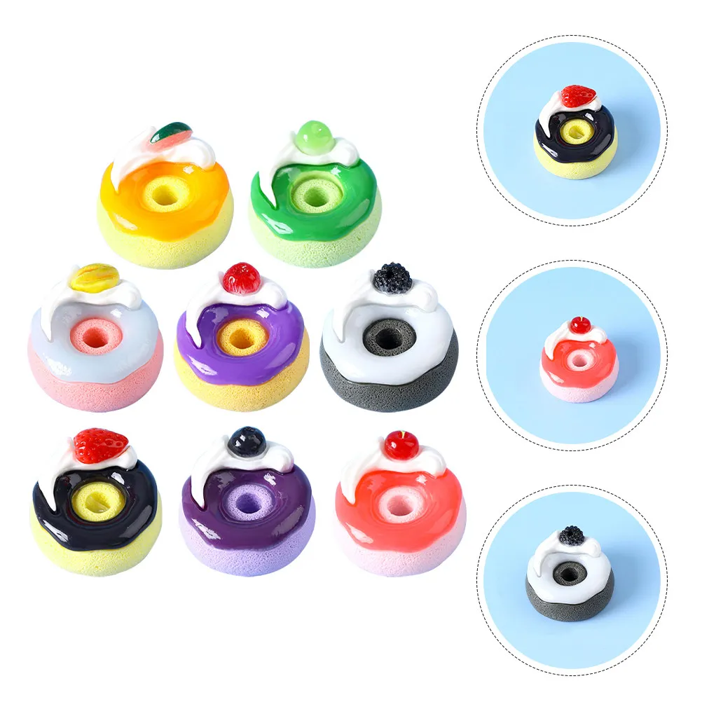 8 Piezas de Mini Donuts de Frutas Realistas, Abalorios de Resina Hechos a Mano para Manualidades DIY, Decoraciones para Fundas de Teléfono y Proyectos Creativos