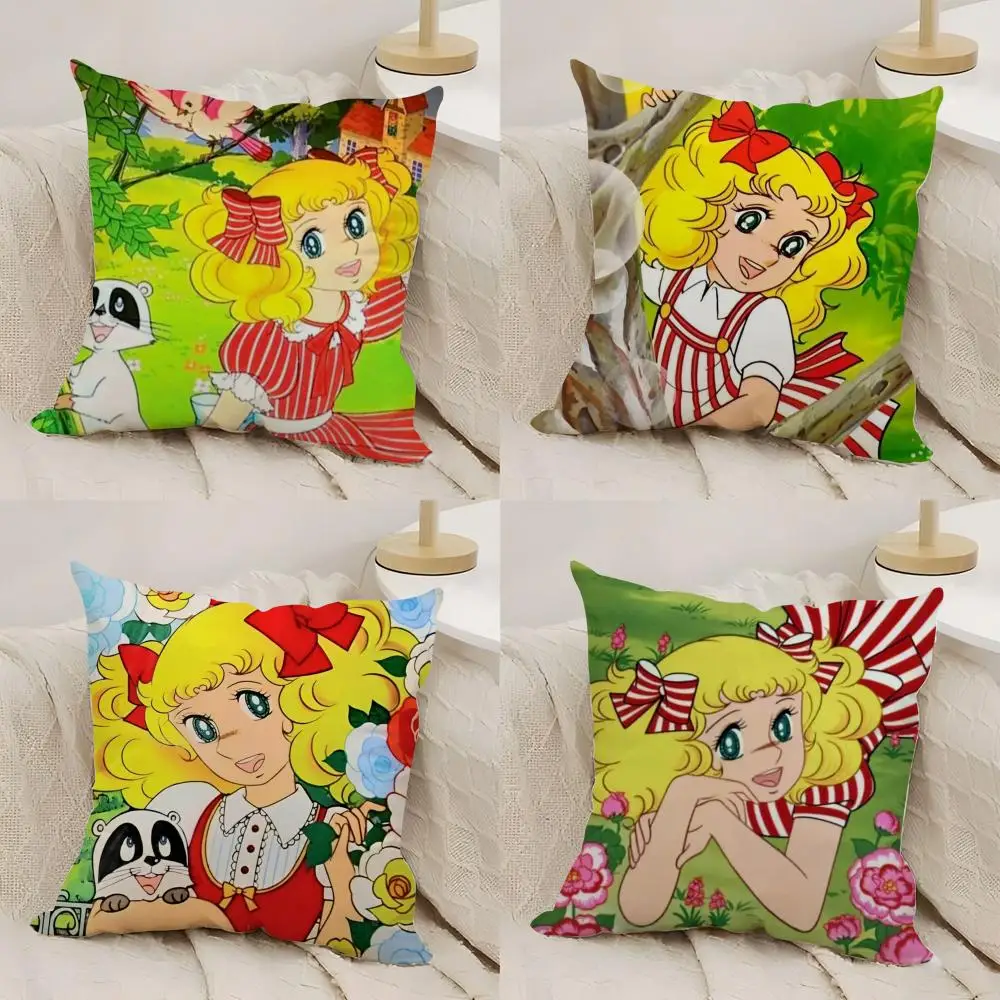 Anime C-Candy Candy Cushion Cover Silky Short Plush Double-Sided Printed Pillow Case for Sofa All Seasons Home Decor Gift