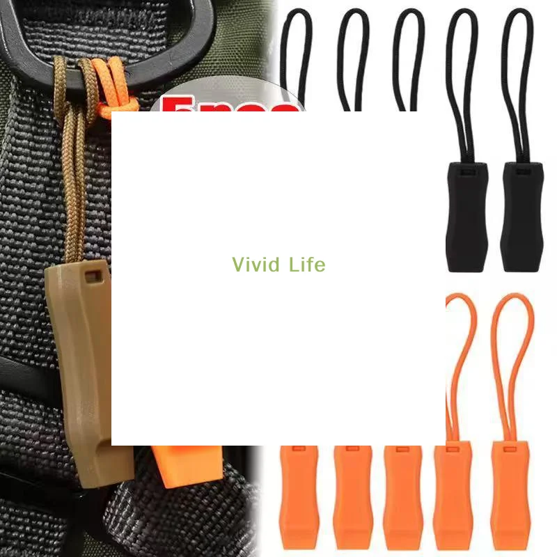 5Pcs Outdoor Survival Whistle Camping Hiking Rescue Emergency Whistle Diving Survival Whistle Zipper Pull Combo for Backpack Te