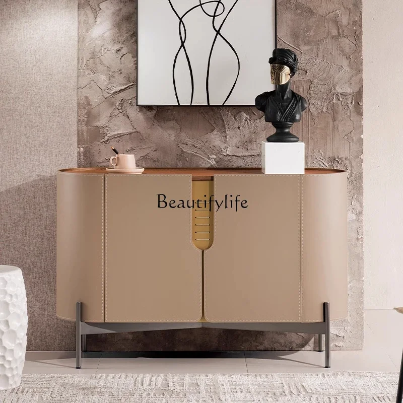 

yj5 Italian light luxury saddle leather dining side cabinet modern simple living room high-end locker home entrance door
