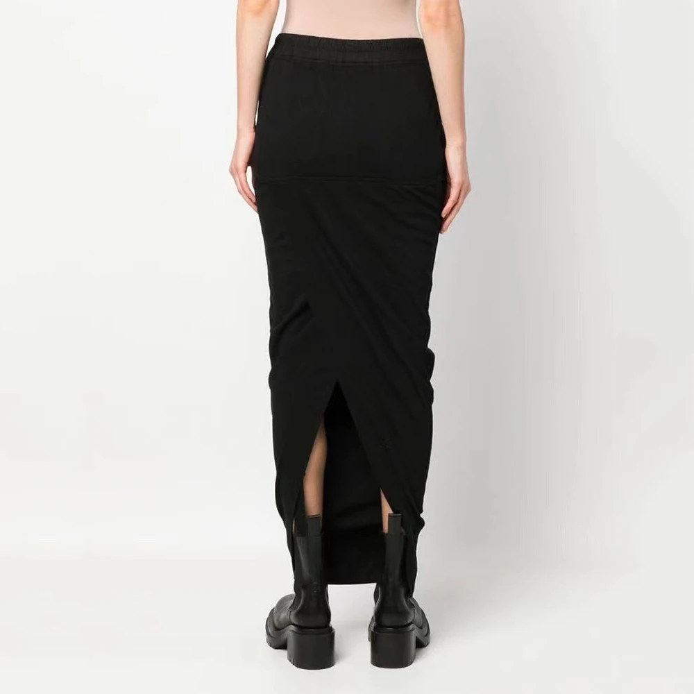 2024 Lente/Zomer Nieuwe Damesrok Y 2K Elastische Taille Trekkoord Achterkant Slit Slim Mode Temperament Honderd Hip Rok