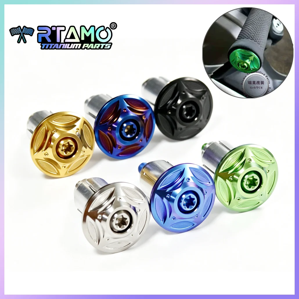 RTAMO Gr5 Titanium Handle Bar End with Bolts for Motorcycle Modification