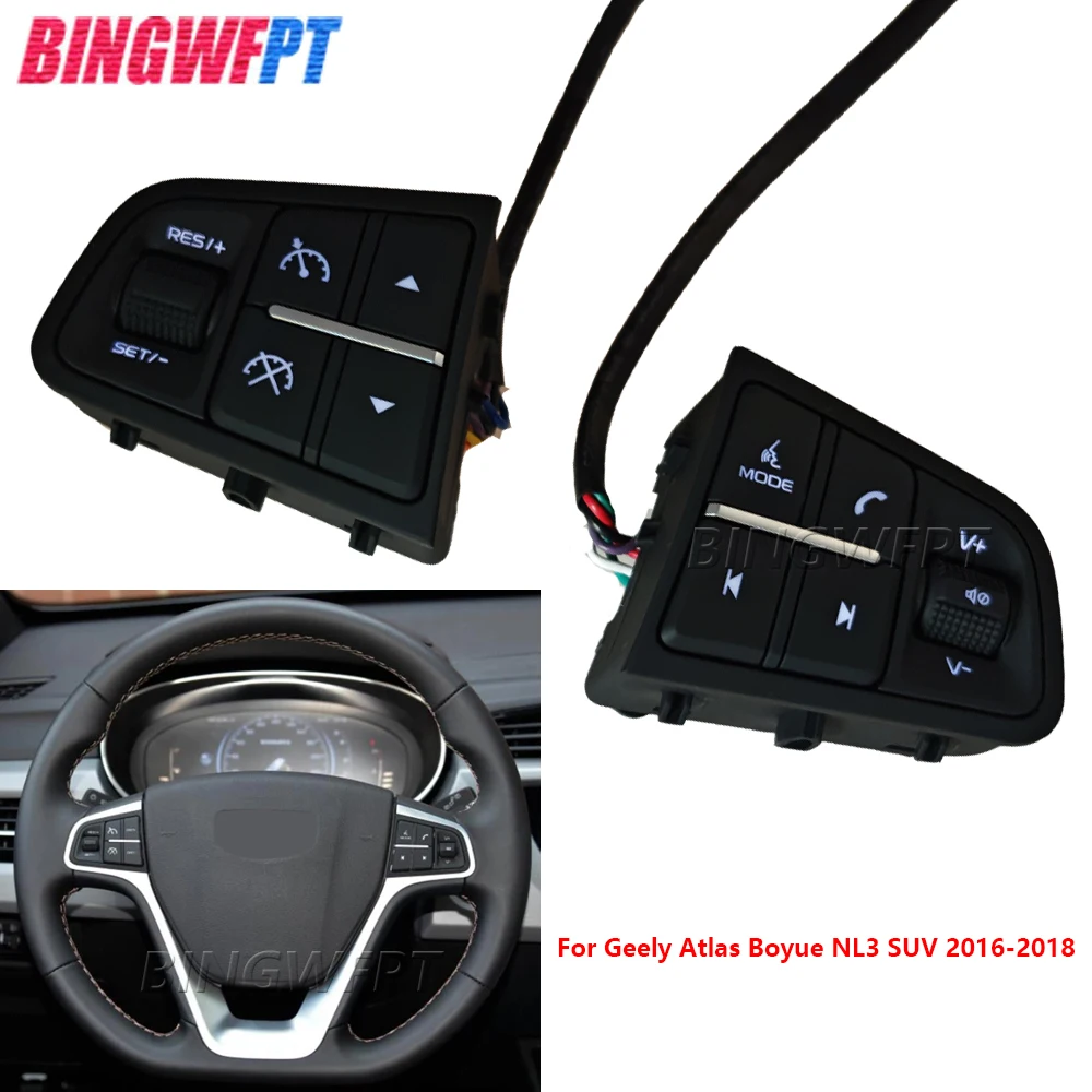 

Multi Function Steering Wheel Switch Audio Cruise Button For 2016-2018 Geely Atlas Boyue NL3 SUV Proton X70 Emgrand X7 Sports