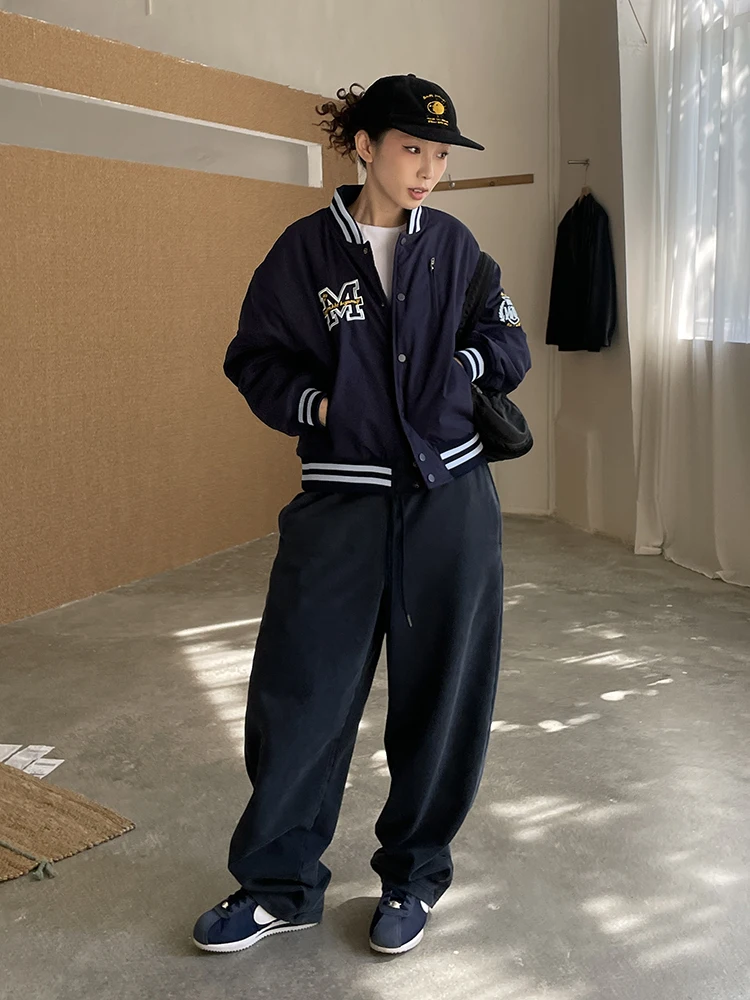 

Широкие брюки с талией, женские весенне-летние свободные хлопковые джазовые спортивные брюки, повседневные брюки в американском стиле ретро, свободный крой