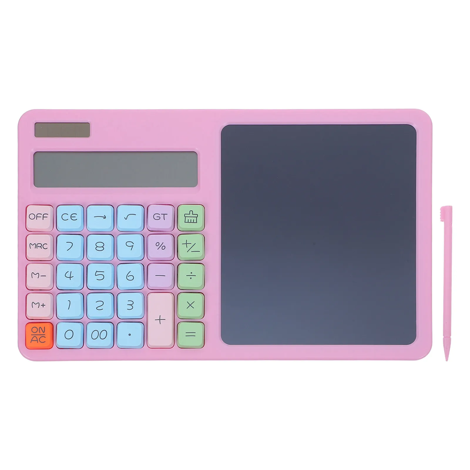 Calculator with Writing Tablet 12 Digit Solar Dual Power Silent Keys Desktop for Students Office Home Study Business Notepad