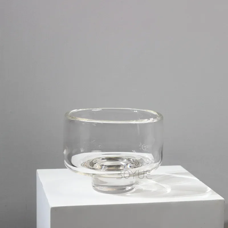 Modern Transparent Glass Vase High Footed Large Mouth Flower Pot For Living Room Coffee Table Home Decor Green Plant