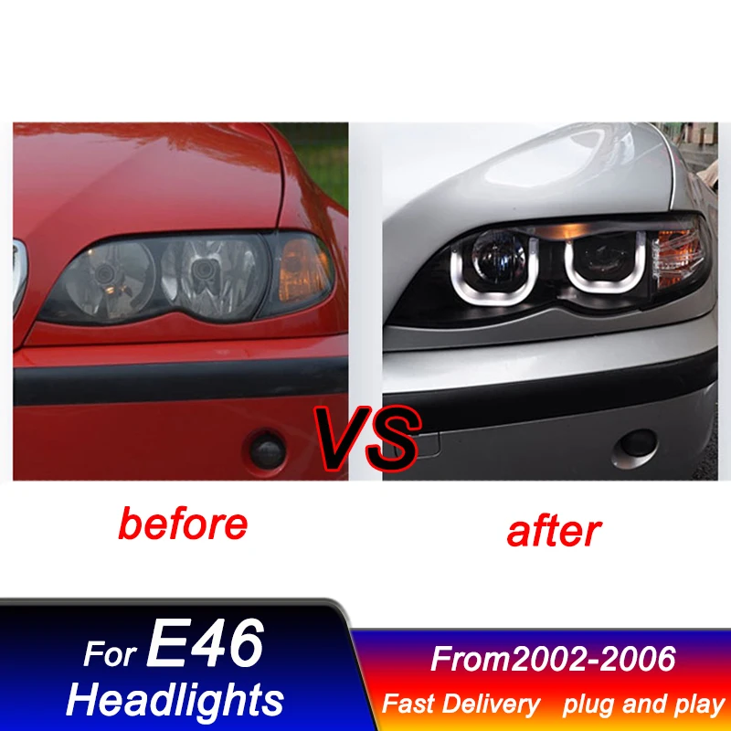 Car Headlights for BMW 3 series E46 4 doors 2002-2006 new style LED DRL Dynamic Signal Head Lamp Bi Xenon Beam Headlamp Accembly