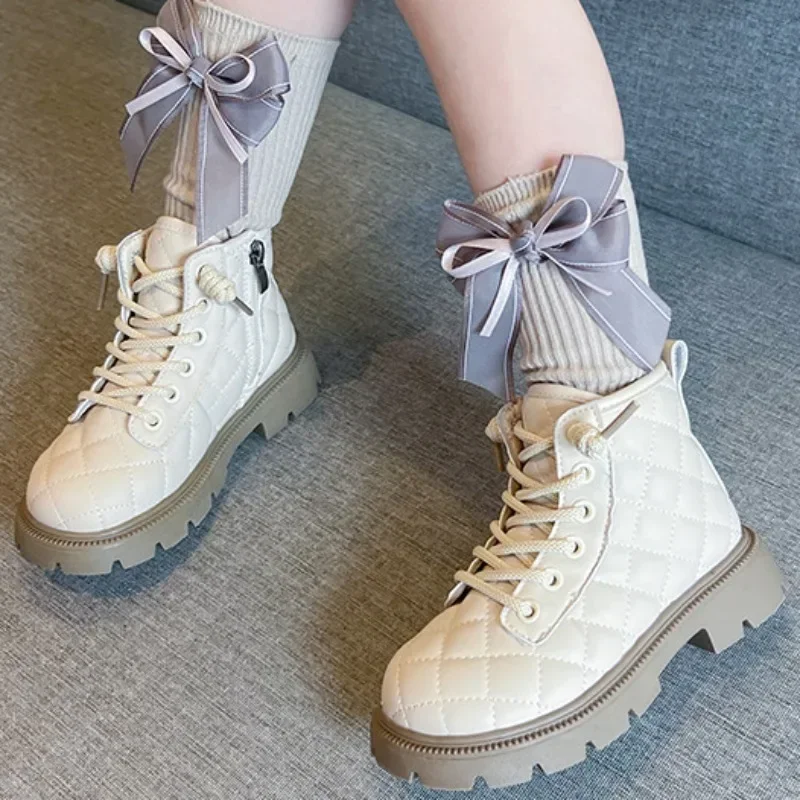 Kids Girls Boots 2024 Autumn New Fashion Soft Sole Comfort Ankle Boots Round Toe Princess Shoes Black Toddler Short Boot Ботинки