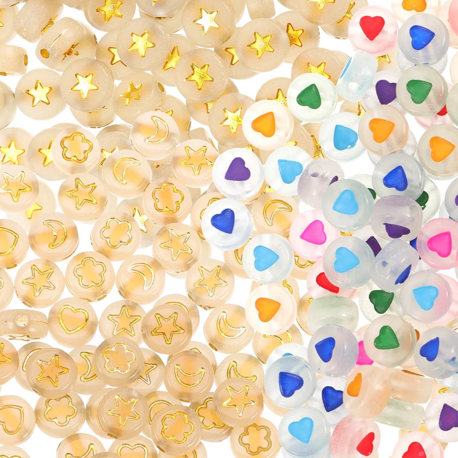 

300Pcs Glow in The Dark Acrylic Beads Luminous Loose Beads for DIY Necklace Bracelet Home Party Decoration Fashion Craft