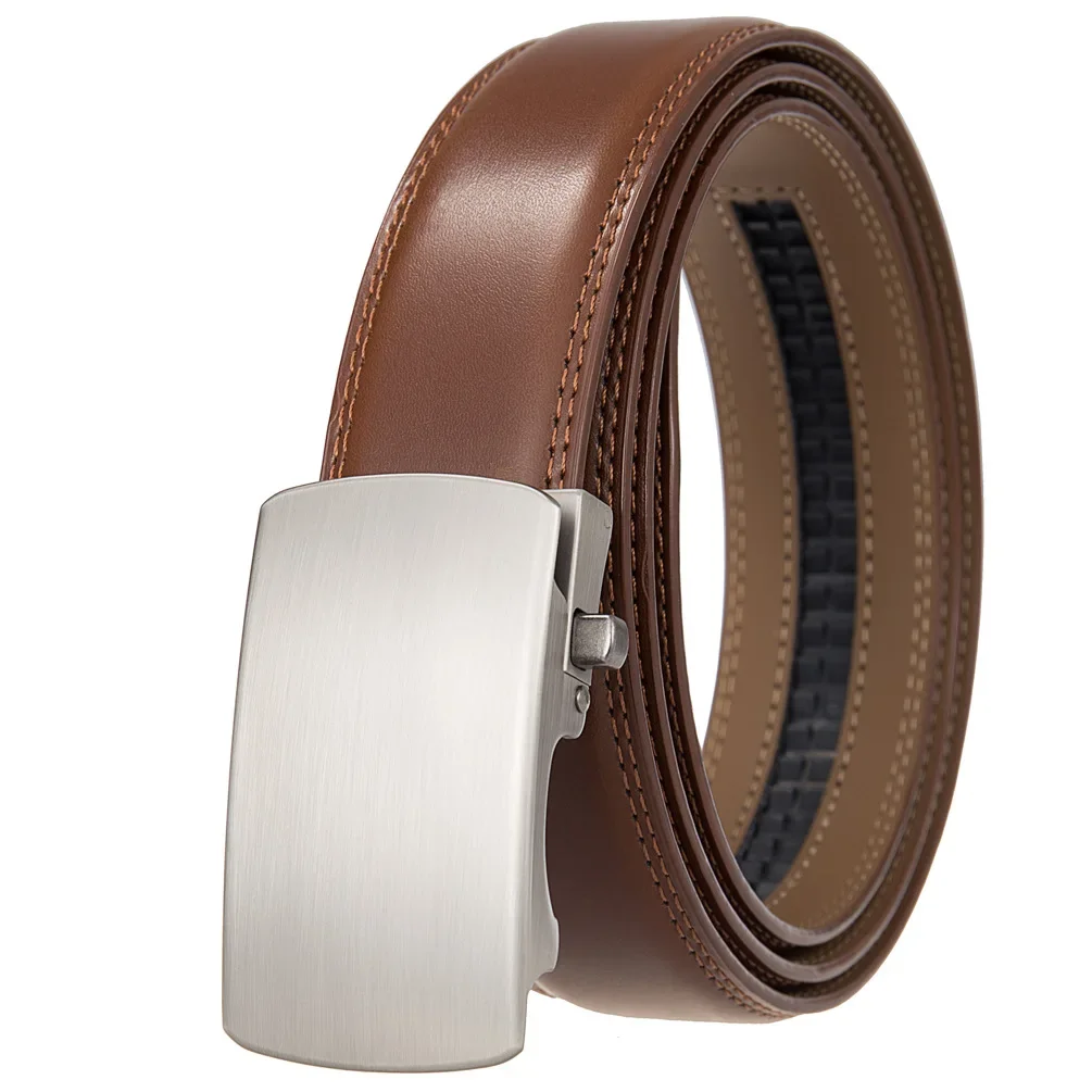 Plyesxale Metal Automatic Buckle Belt For Men Luxury Brand High Quality Mens Business Belts Designer Black Brown Man Strap B1257