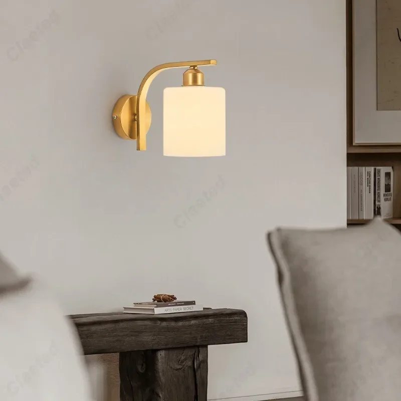 Creative E27 Decorative Glass LED Wall Light Bedroom Bedside Wall Light Living Room Corridor Hotel Decorative Lighting Fixtures