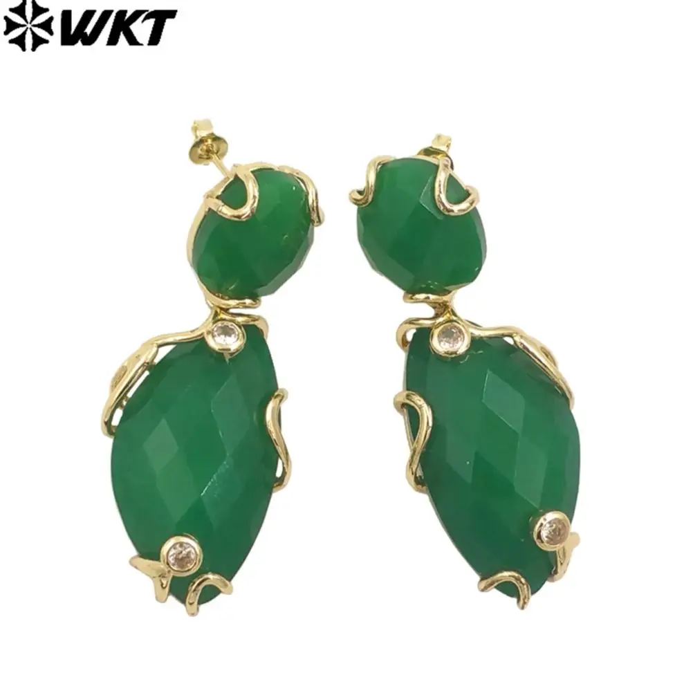 WKT-E751 WKT 2025 Attractive Style 18K Gold Plated Stone NEW Sale Jewelry For Women Big Design Women Gift Accessory