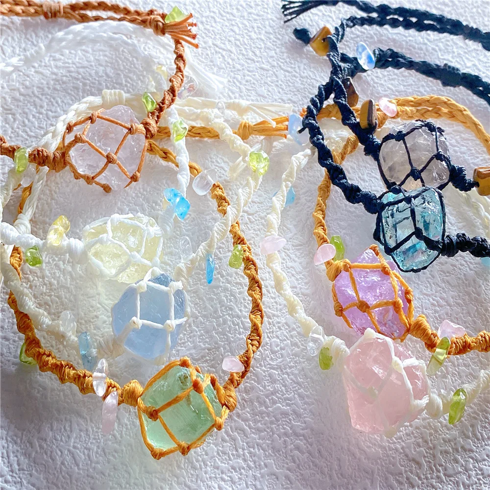 Тканые браслеты «сделай сам», синий апатит, аметист, сердолик, ювелирные изделия ручной работы из натурального камня и кристаллов, многоцветный браслет