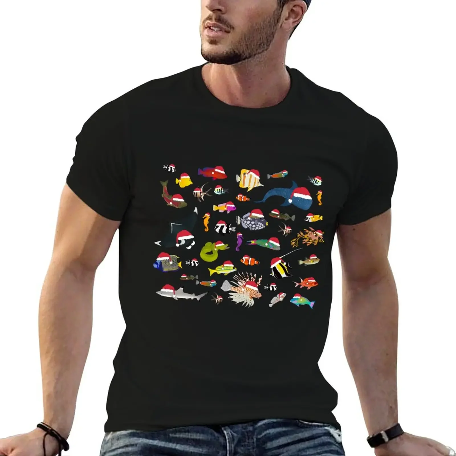 

Christmas Fish T-Shirt plus size clothes anime tshirt vintage clothes mens big and tall t shirts