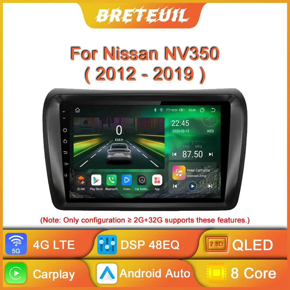 Para Nissan NV350 2012 2013 2014 2015 2016 2017 2018 2019 Caravan Car Radio Android Multimedia Video Player Navegación GPS Carplay Pantalla táctil Auto Estéreo Sistemas inteligentes