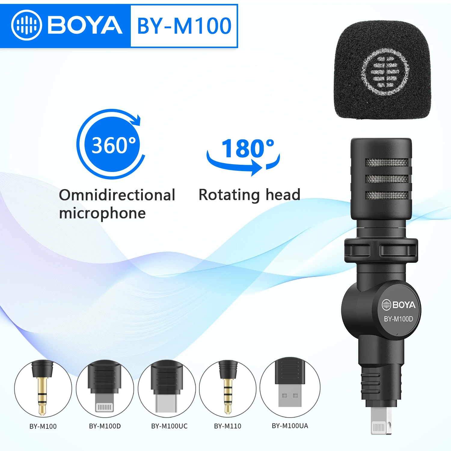 BOYA BY-M100 Wired Condenser Mini Direct Microphone for iphone PC Type-C DSLR Camera Streaming Blogger Audio Video Recording