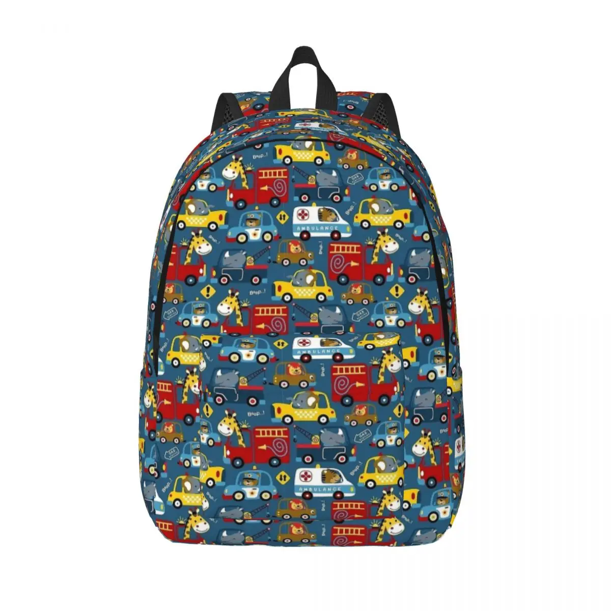 Seamless Pattern Construction Truck With Funny Drivers Backpack for Kindergarten Primary School Student Bookbag Daypack Gift