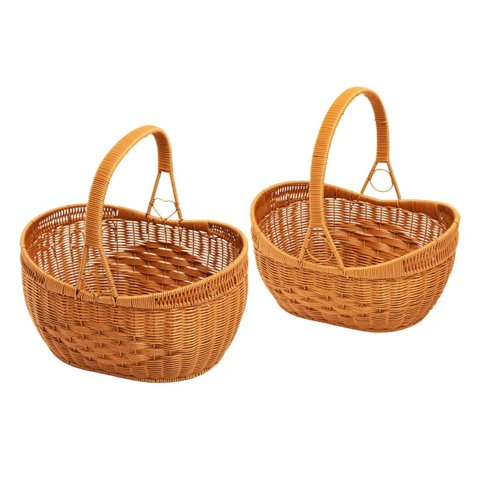 Storage Basket with Handle Woven Basket Picnic Basket Picking Basket for Kitchen Indoor Gifts Candy Toys