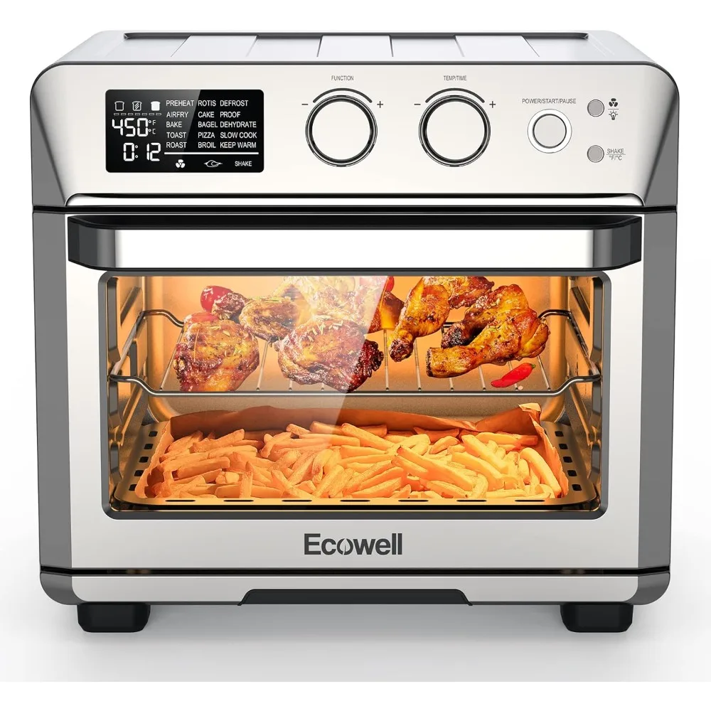 

Air Fryer Toaster Oven Combo, 15-in-1 Airfryer Toaster Ovens Countertop, 26.4 QT Stainless Steel Air Fryers Convection Oven