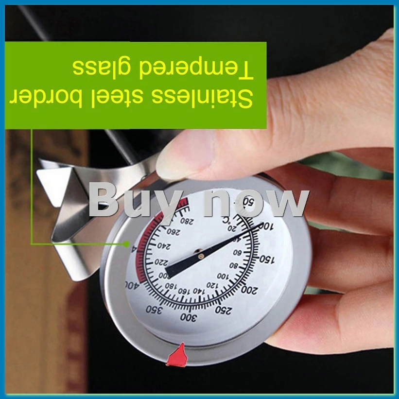 

12-дюймовый механический термометр для мяса с мгновенным считыванием показаний, длинным стержнем, водонепроницаемый, не требует батареек, из нержавеющей стали - A33R