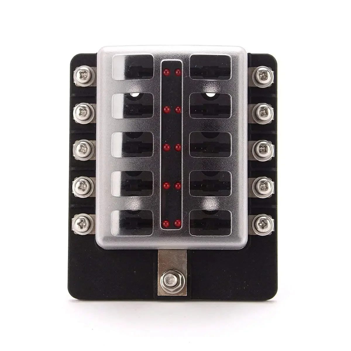 10 Circuit LED Fuse Block Blade Fuse Box with screw terminal block single plastic bag for Car Boat Marine Trike