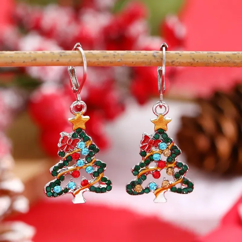 

Beautiful Colorful Christmas Tree Design Dangle Earrings for New Year Winter Party Luxury Women Earrings Fashion Jewelry