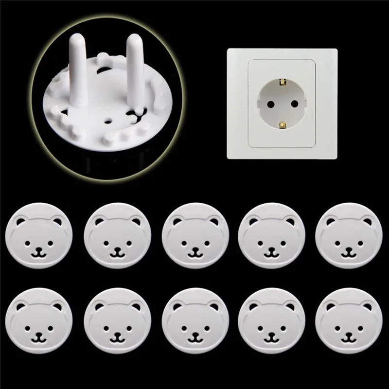 10Pcs Baby Safety Child Electric Socket Outlet Plug Protection Security Two Phase Safe Lock Cover Kids Sockets