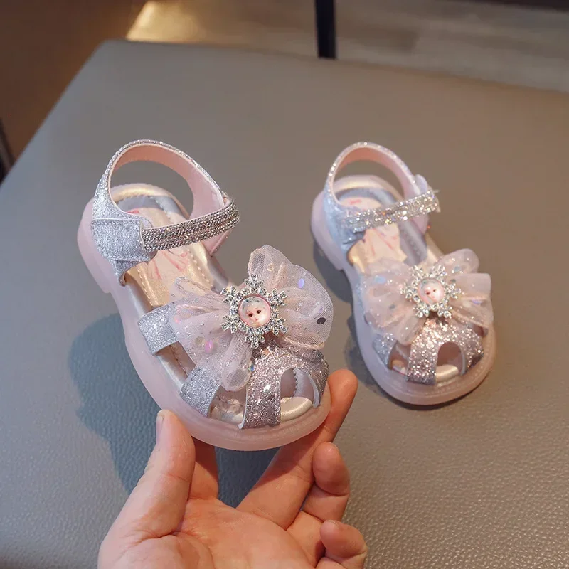 

Disney Frozen ELSA Baotou Girls Sandals Crystal Princess Shoes Summer New Children's Shoes Soft Sole Non-slip Baby Casual Shoes