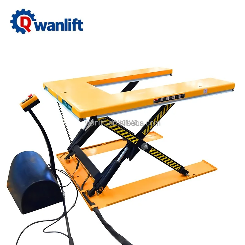 U E Shape Fixed Mechanism Scissor Lifting Equipment Hydraulic Pump Electric Scissor Lift Table Platform