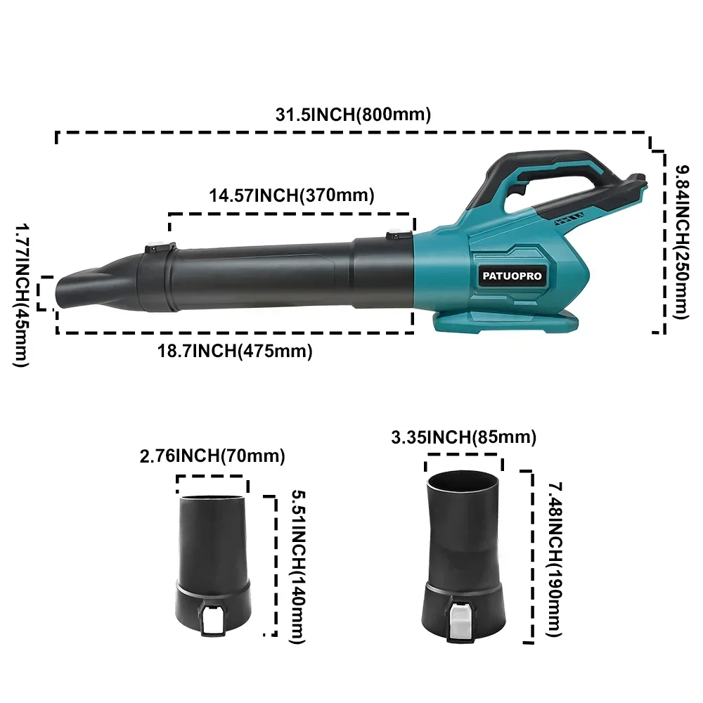 20000rpm sem fio sem escova folha soprador de neve turbo elétrico pátio gramado ferramentas elétricas para makita 18v bateria (sem bateria)