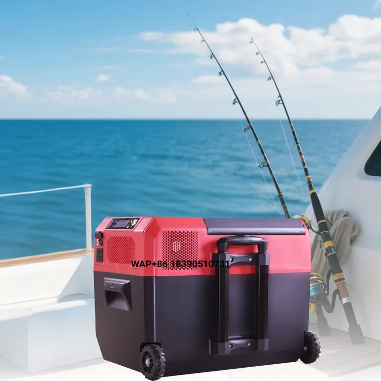 30L Outdoor Portable Cooler Car Refrigerator with 810Wh Power Supply 2-in-1 Fishing 300W Output 10W USB Charging Electric Source