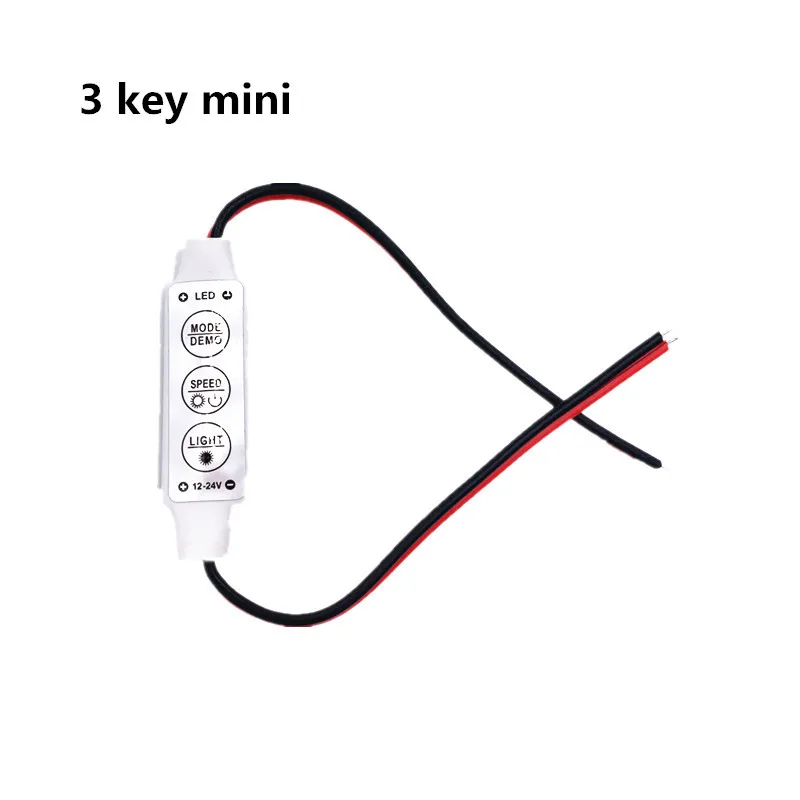 

DC 12V 24V Mini 3 Keys Single Color LED Strip Controller Brightness Dimmer For 3528 5050 5630 Single LED Strip Light