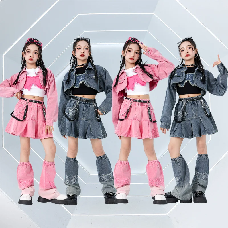 

New Jazz Dance Costume Girls' Street Dancing Performance Set Hip Hop Dance Cowboy Outfits Child's Kpop Catwalk Show Wear XH1741