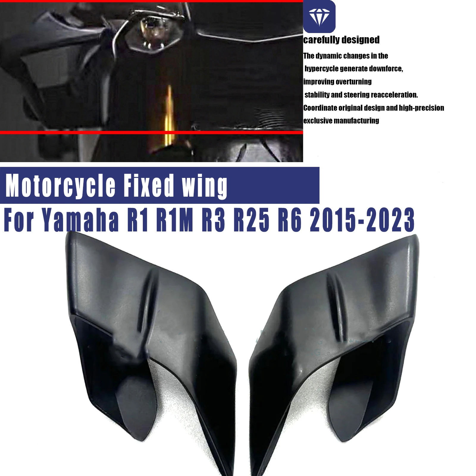 For Yamaha R1 R1M R3 R25 R6 2015-2023 New Motorcycle Accessories Fixed wing fairing Small wing spoiler Aerodynamic wing