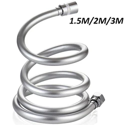 Silver PVC Shower Hose Replacement Handheld Flexible Shower Hose for Bathroom Shower Head Durable 1.5M/2M/3M Bath Shower Tube