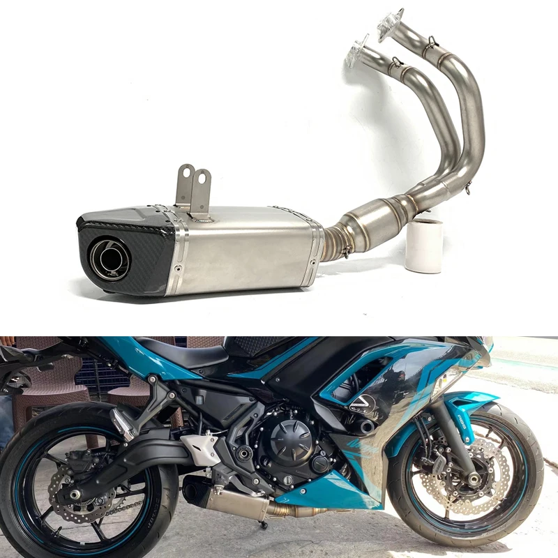 

For Kawasaki Z650 NINJA650 NINJA 650 Moto Bike Full Exhaust System Complete 2017 2018 2019 2020 2021 Under Pipe