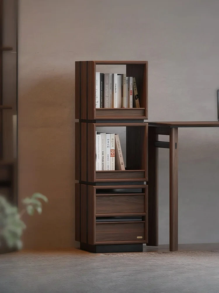 

Вращающаяся книжная полка из цельного дерева в скандинавском стиле в стиле ретро, итальянский минималистичный напольный книжный шкаф, стеллаж для журналов для гостиной