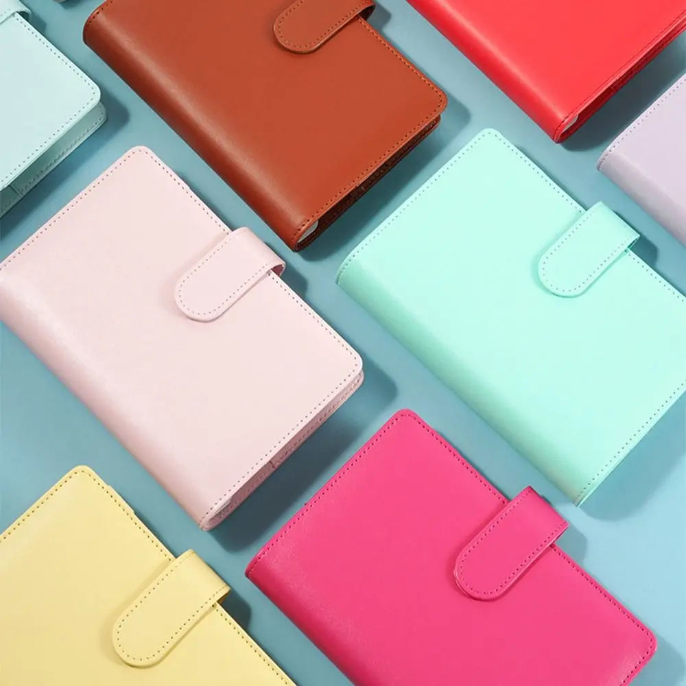 Pu 가죽 루스 리프 노트 A6 마카롱 컬러 절약 돈 바인더 보관 지갑 플래너 주최자로 리필 가능