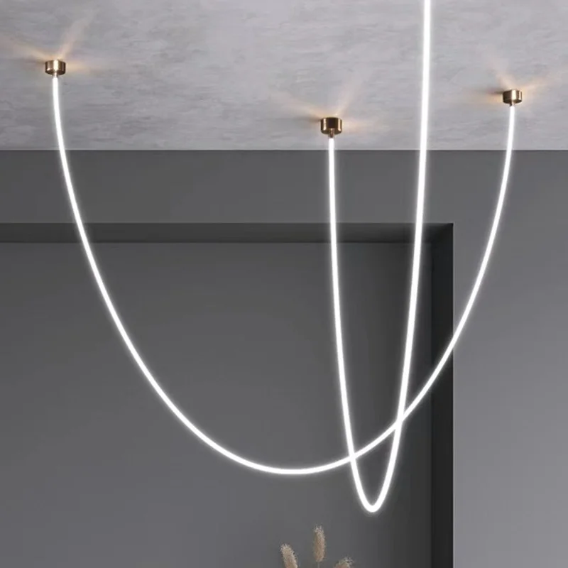 Lámparas de araña de manguera minimalistas, luz de silicona, iluminación de 360 grados, lámpara colgante LED para sala de estar, comedor, cocina,