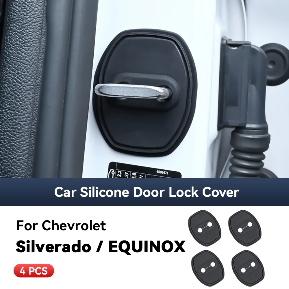 

4pcs Car Decorat Silicone Protecte Auto Door Lock Latch Shock Absorber Cover For Chevrolet Silverado EQUINOX 2017-2024