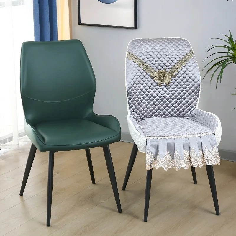 Luxury Arc Chair Cover Ruffled Lace Trim Delivers Armless Elastic Dining Chair Cover for Irregular Shaped Chair Home Party Decor