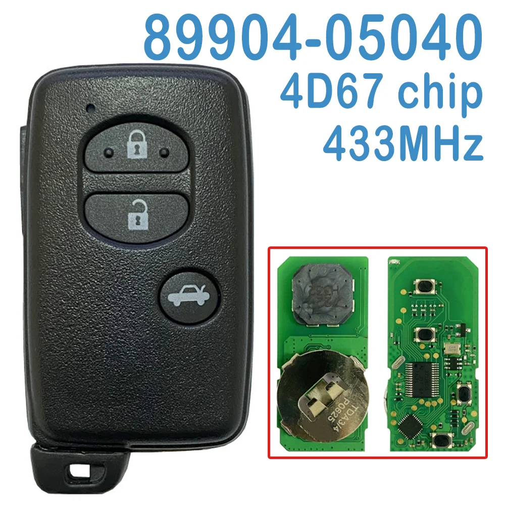 

89904-05040 Auto Smart Remote B75EA 2+1 Buttons 433MHz 4D67 Chip Replace Keyless Go Car Key Fob For Toyota Avensis 2009+